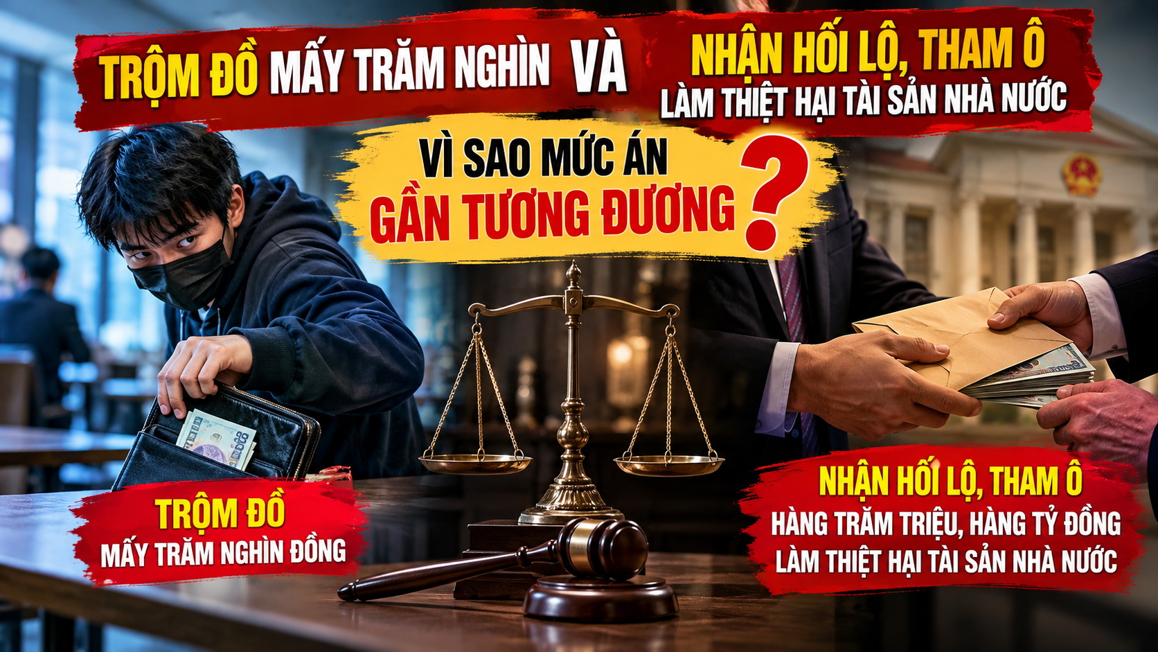 Trộm đồ vài trăm nghìn - Nhận hối lộ, tham ô hàng tỷ đồng: Vì sao mức án đôi khi khiến dư luận cảm thấy gần tương đương